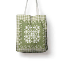 Green Ulu Palaka Quilt Pattern Tote Bag Hawaii Culture Breadfruit - Polynesian Pride