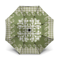 Green Ulu Palaka Quilt Pattern Umbrella Hawaii Culture Breadfruit - Polynesian Pride