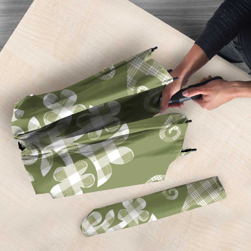 Green Ulu Palaka Quilt Pattern Umbrella Hawaii Culture Breadfruit - Polynesian Pride