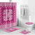 Pink Ulu Palaka Quilt Pattern Bathroom Set Hawaii Culture Breadfruit - Polynesian Pride
