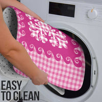 Pink Ulu Palaka Quilt Pattern Bathroom Set Hawaii Culture Breadfruit - Polynesian Pride