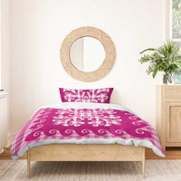 Pink Ulu Palaka Quilt Pattern Bedding Set Hawaii Culture Breadfruit - Polynesian Pride