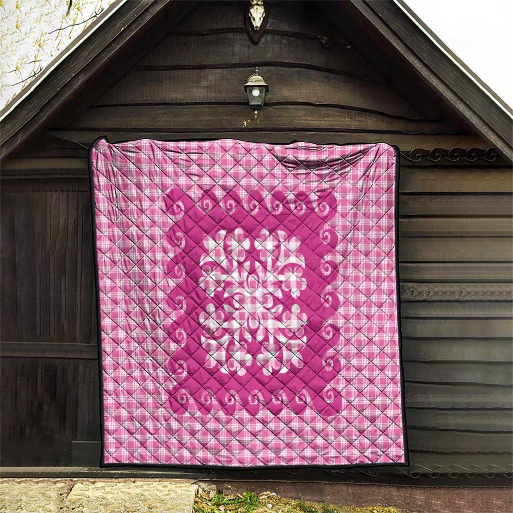 Pink Ulu Palaka Quilt Pattern Quilt Hawaii Culture Breadfruit - Polynesian Pride