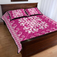 Pink Ulu Palaka Quilt Pattern Quilt Bed Set Hawaii Culture Breadfruit - Polynesian Pride
