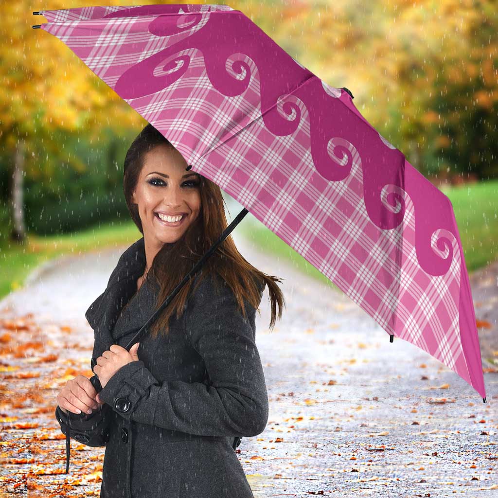 Pink Ulu Palaka Quilt Pattern Umbrella Hawaii Culture Breadfruit - Polynesian Pride