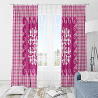 Pink Ulu Palaka Quilt Pattern Window Curtain Hawaii Culture Breadfruit - Polynesian Pride