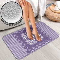 Purple Ulu Palaka Quilt Pattern Bathroom Set Hawaii Culture Breadfruit - Polynesian Pride