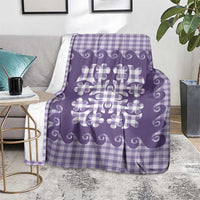 Purple Ulu Palaka Quilt Pattern Blanket Hawaii Culture Breadfruit - Polynesian Pride