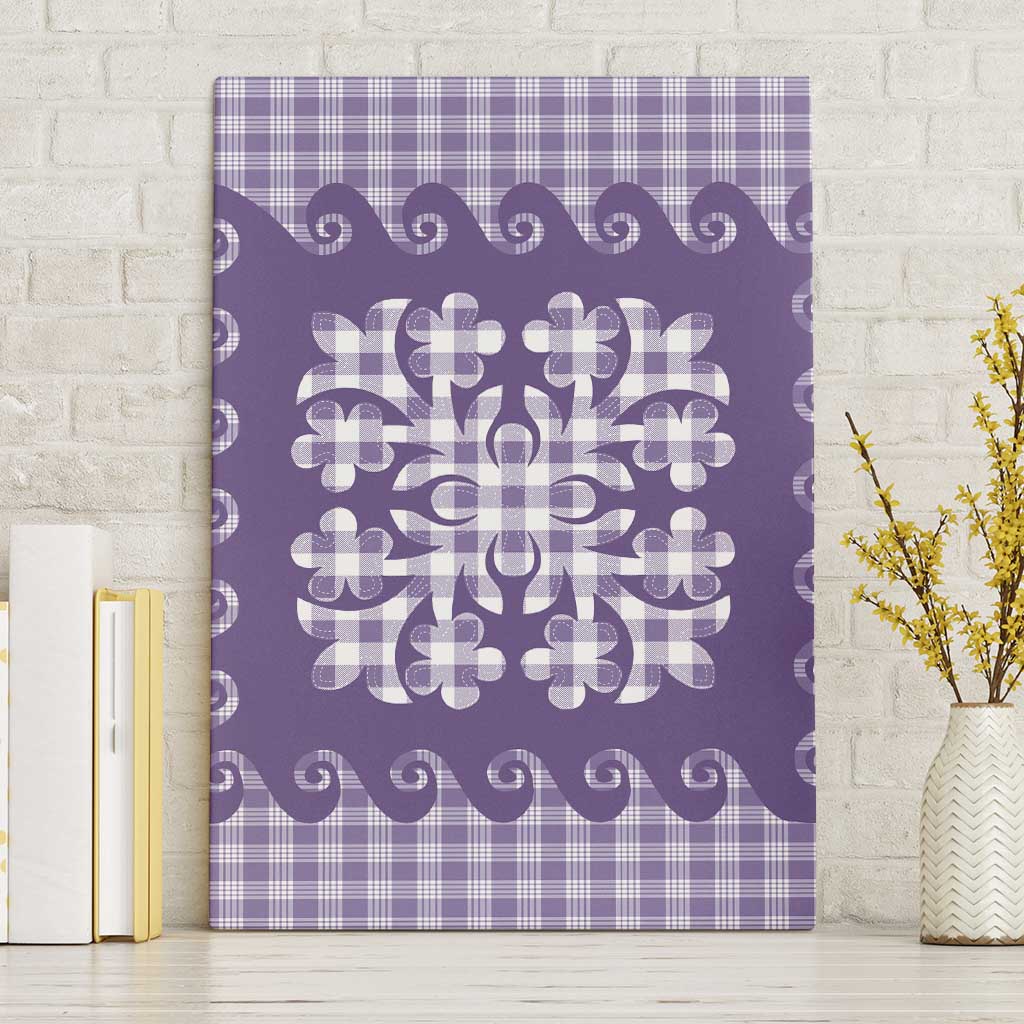 Purple Ulu Palaka Quilt Pattern Canvas Wall Art Hawaii Culture Breadfruit LT9 Without Frame Purple - Polynesian Pride