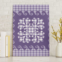 Purple Ulu Palaka Quilt Pattern Canvas Wall Art Hawaii Culture Breadfruit LT9 Without Frame Purple - Polynesian Pride