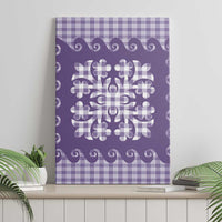 Purple Ulu Palaka Quilt Pattern Canvas Wall Art Hawaii Culture Breadfruit LT9 - Polynesian Pride
