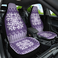 Purple Ulu Palaka Quilt Pattern Car Seat Cover Hawaii Culture Breadfruit - Polynesian Pride
