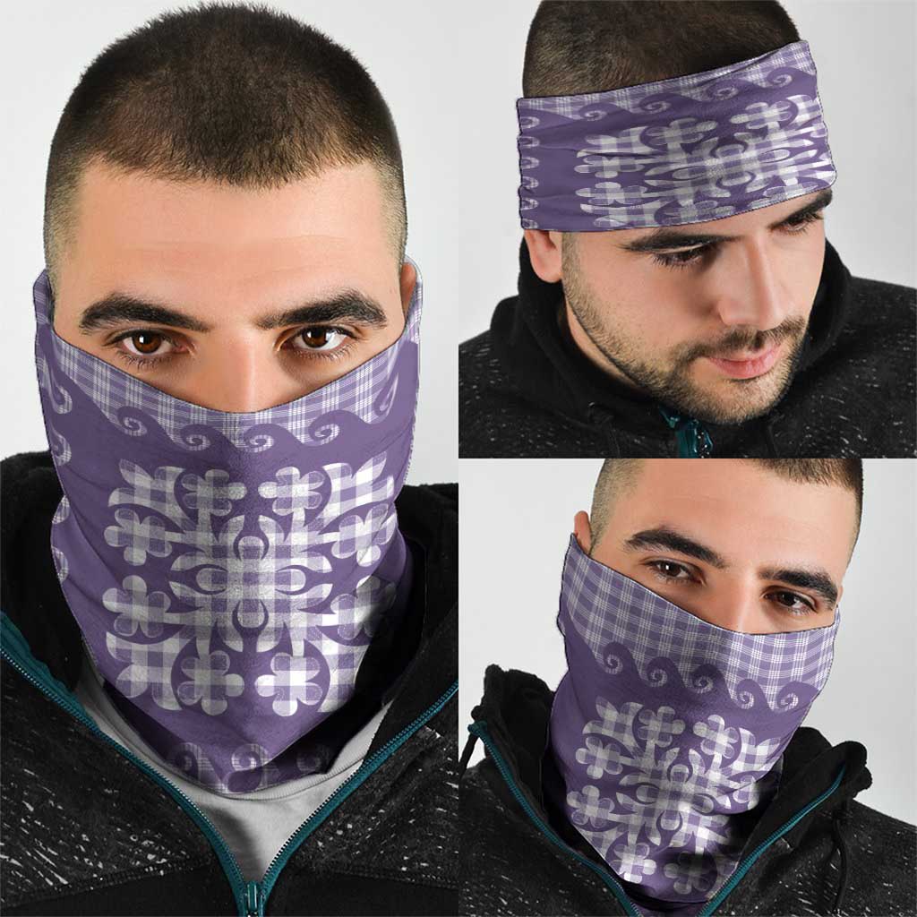 Purple Ulu Palaka Quilt Pattern Neck Gaiter Hawaii Culture Breadfruit - Polynesian Pride