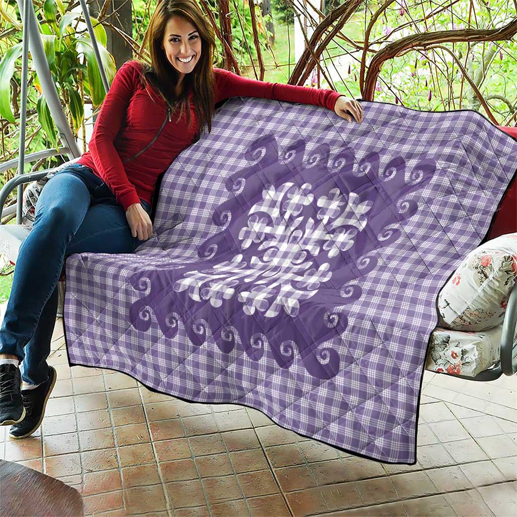 Purple Ulu Palaka Quilt Pattern Quilt Hawaii Culture Breadfruit - Polynesian Pride