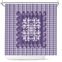 Purple Ulu Palaka Quilt Pattern Shower Curtain Hawaii Culture Breadfruit LT9 Purple - Polynesian Pride