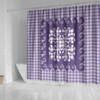 Purple Ulu Palaka Quilt Pattern Shower Curtain Hawaii Culture Breadfruit LT9 - Polynesian Pride