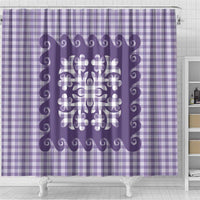 Purple Ulu Palaka Quilt Pattern Shower Curtain Hawaii Culture Breadfruit LT9 - Polynesian Pride