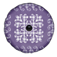 Purple Ulu Palaka Quilt Pattern Spare Tire Cover Hawaii Culture Breadfruit - Polynesian Pride
