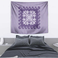 Purple Ulu Palaka Quilt Pattern Tapestry Hawaii Culture Breadfruit - Polynesian Pride