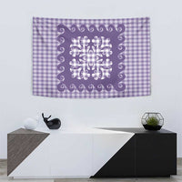 Purple Ulu Palaka Quilt Pattern Tapestry Hawaii Culture Breadfruit - Polynesian Pride
