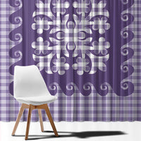 Purple Ulu Palaka Quilt Pattern Window Curtain Hawaii Culture Breadfruit - Polynesian Pride