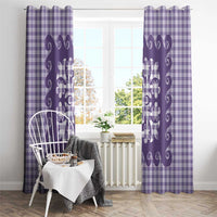 Purple Ulu Palaka Quilt Pattern Window Curtain Hawaii Culture Breadfruit - Polynesian Pride