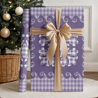 Purple Ulu Palaka Quilt Pattern Wrapping Paper Hawaii Culture Breadfruit - Polynesian Pride