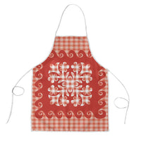 Red Ulu Palaka Quilt Pattern Apron Hawaii Culture Breadfruit - Polynesian Pride