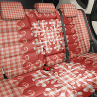 Red Ulu Palaka Quilt Pattern Back Car Seat Cover Hawaii Culture Breadfruit - Polynesian Pride