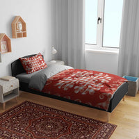 Red Ulu Palaka Quilt Pattern Bedding Set Hawaii Culture Breadfruit - Polynesian Pride