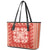 Red Ulu Palaka Quilt Pattern Leather Tote Bag Hawaii Culture Breadfruit - Polynesian Pride
