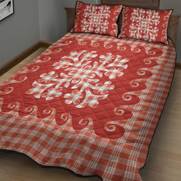 Red Palaka Lettering Red Ulu Palaka Quilt Pattern Quilt Bed Set Hawaii Culture Breadfruit LT9