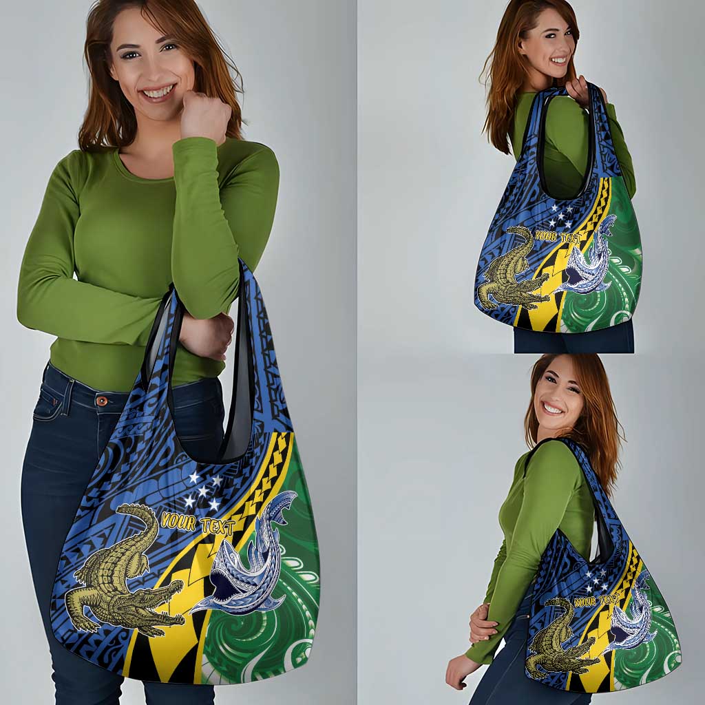 Personalised Crocodile and Shark Solomon Islands Grocery Bag Polynesian Tribal Tattoo LT9 - Polynesian Pride