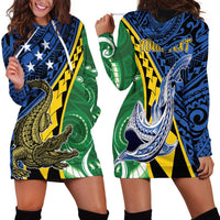 Personalised Crocodile and Shark Solomon Islands Hoodie Dress Polynesian Tribal Tattoo