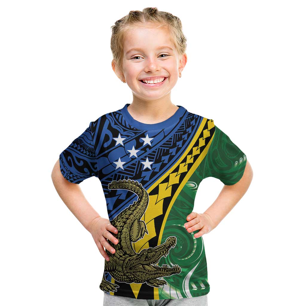 Personalised Crocodile and Shark Solomon Islands Kid T Shirt Polynesian Tribal Tattoo