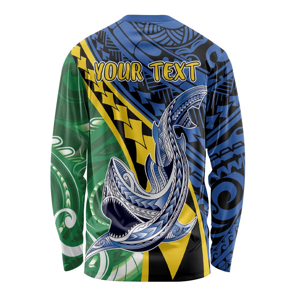 Personalised Crocodile and Shark Solomon Islands Long Sleeve Shirt Polynesian Tribal Tattoo