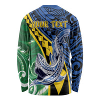 Personalised Crocodile and Shark Solomon Islands Long Sleeve Shirt Polynesian Tribal Tattoo