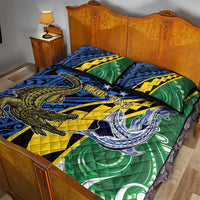 Personalised Crocodile and Shark Solomon Islands Quilt Bed Set Polynesian Tribal Tattoo