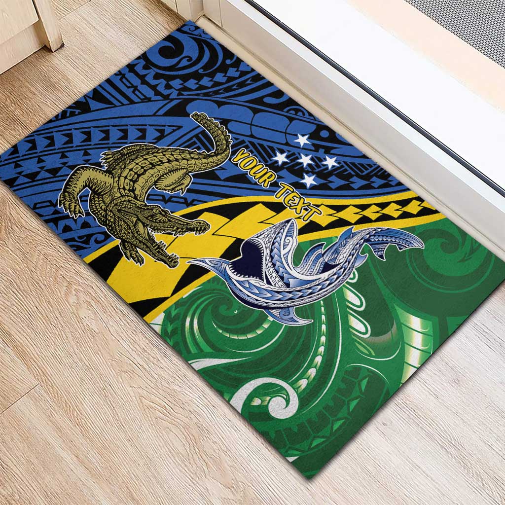 Personalised Crocodile and Shark Solomon Islands Rubber Doormat Polynesian Tribal Tattoo