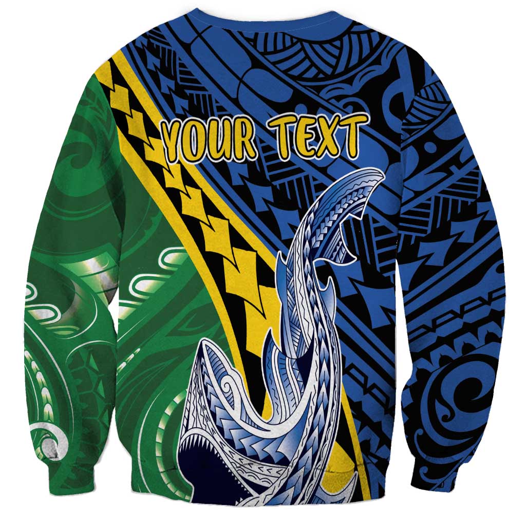 Personalised Crocodile and Shark Solomon Islands Sweatshirt Polynesian Tribal Tattoo