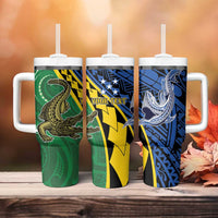 Personalised Crocodile and Shark Solomon Islands Tumbler With Handle Polynesian Tribal Tattoo