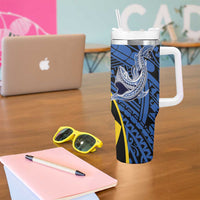 Personalised Crocodile and Shark Solomon Islands Tumbler With Handle Polynesian Tribal Tattoo