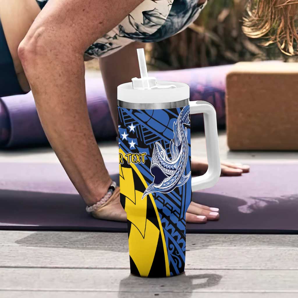 Personalised Crocodile and Shark Solomon Islands Tumbler With Handle Polynesian Tribal Tattoo