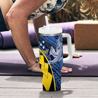 Personalised Crocodile and Shark Solomon Islands Tumbler With Handle Polynesian Tribal Tattoo