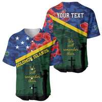 Personalised Solomon Islands Remembrance Day Baseball Jersey We Will Remember Them with Camouflage Style