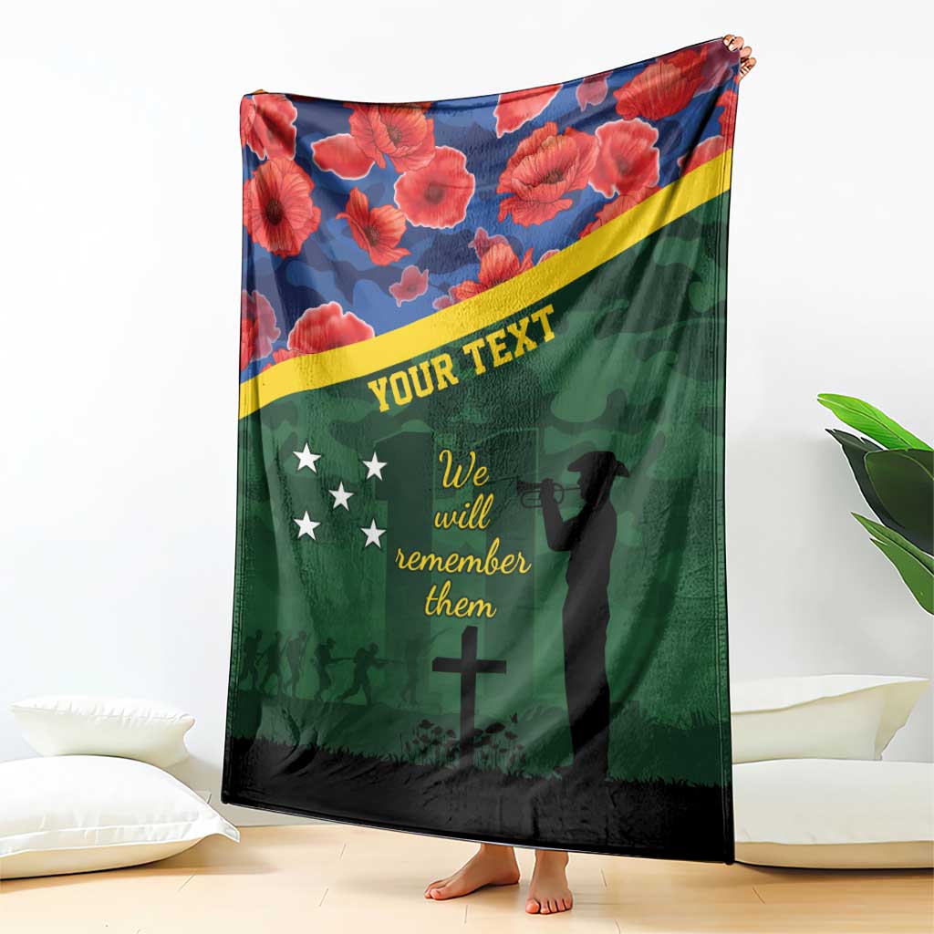 Personalised Solomon Islands Remembrance Day Blanket We Will Remember Them with Camouflage Style
