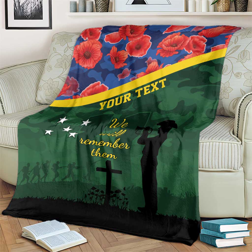 Personalised Solomon Islands Remembrance Day Blanket We Will Remember Them with Camouflage Style