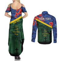 Personalised Solomon Islands Remembrance Day Couples Matching Summer Maxi Dress and Long Sleeve Button Shirt We Will Remember Them with Camouflage Style