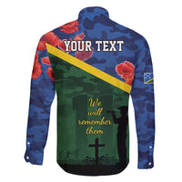 Personalised Solomon Islands Remembrance Day Family Matching Long Sleeve Bodycon Dress and Hawaiian Shirt We Will Remember Them with Camouflage Style