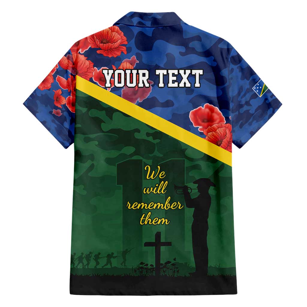 Personalised Solomon Islands Remembrance Day Family Matching Short Sleeve Bodycon Dress and Hawaiian Shirt We Will Remember Them with Camouflage Style